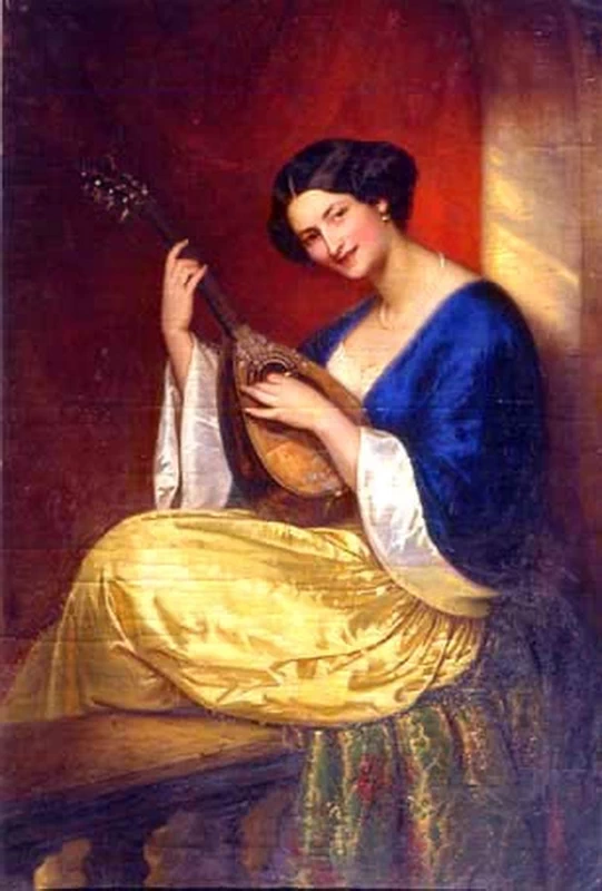 Julie Wilhelmine Hagen - Schwarz, Donna con mandolino